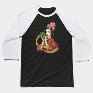 Floral Girl Gisha Baseball T-Shirt